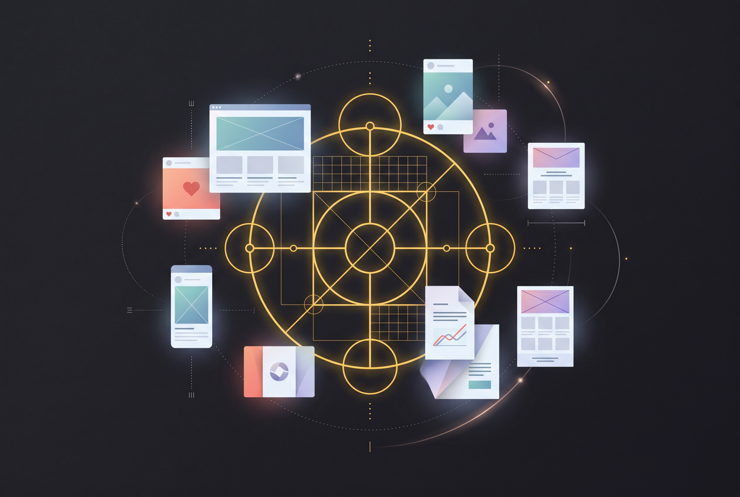 Desk with a notebook open to 'Brand Style Guide' and various branding elements like color swatches, font examples, and a logo.