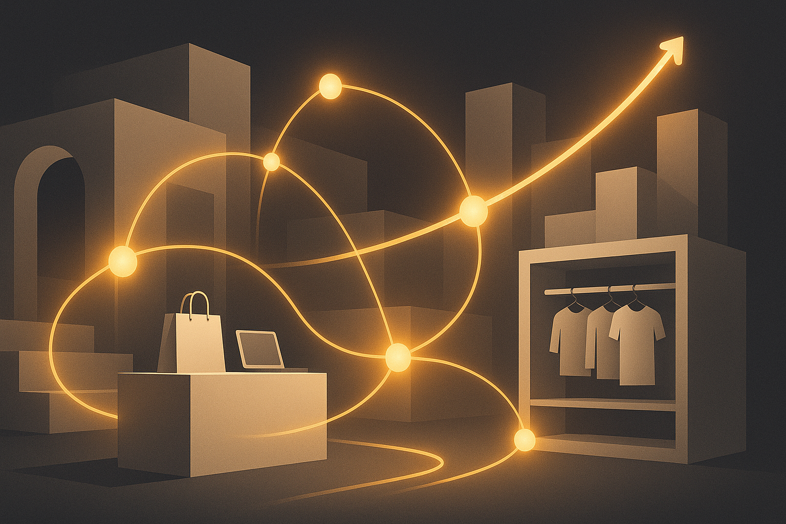 Customers engaging with interactive displays and pop-up shops in a vibrant small business storefront, demonstrating effective in-store marketing ideas.