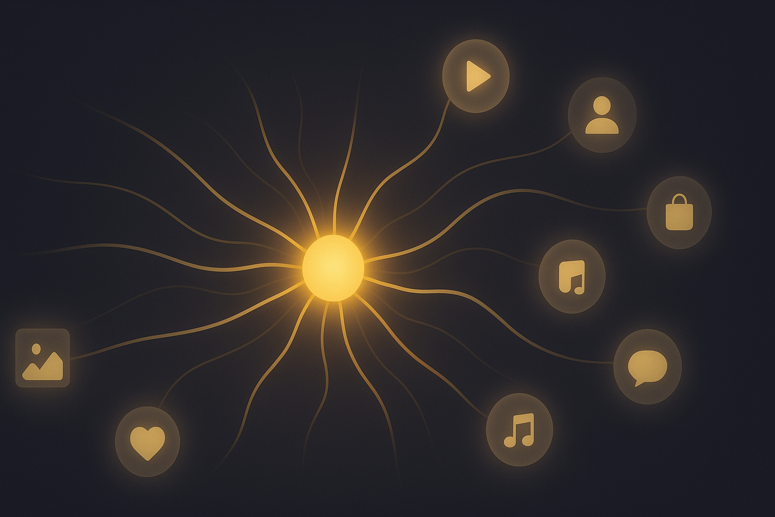 A small business owner brainstorming creative short-form video content ideas for social media, surrounded by lightbulb and camera icons.
